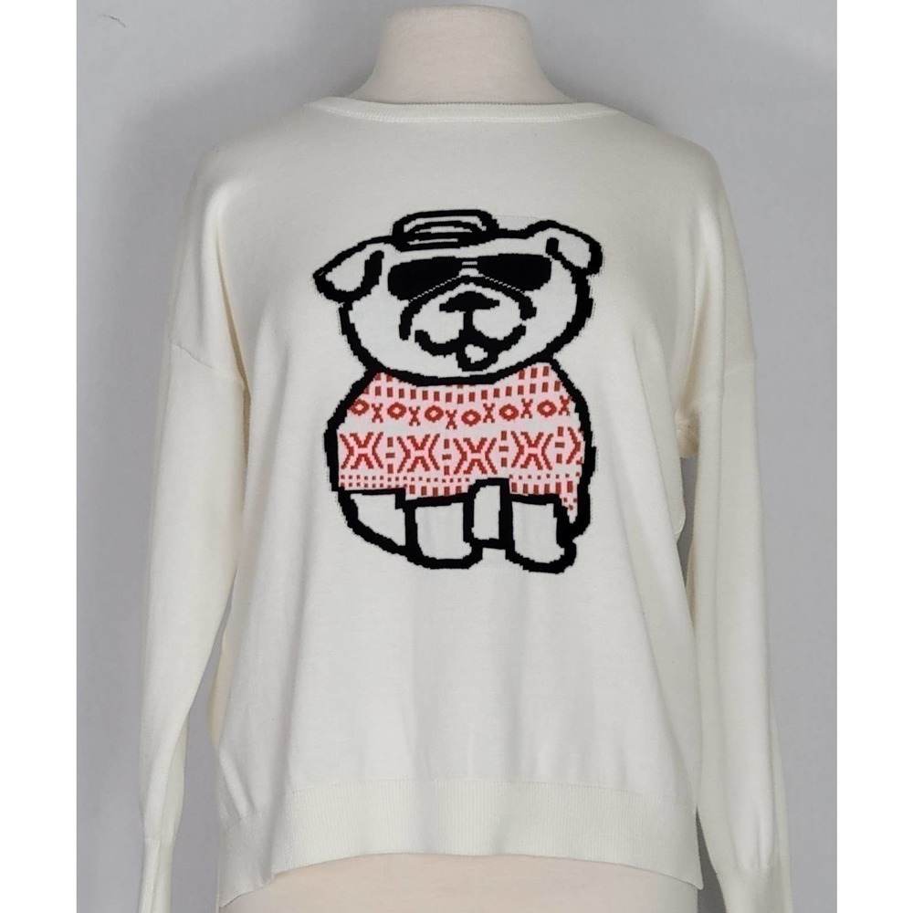 French Connection Womens Cream Bulldog‎ Crew Neck Sweater Size S